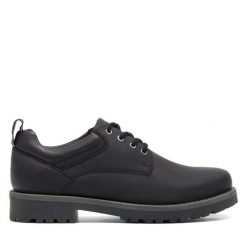 Półbuty Badura. Czarne eleganckie półbuty Badura, bez wzorów, bez obcasa, bez zapięcia. Za 259.99 zł.