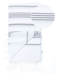 Hammam Chusta hammam w kolorze biało-szarym - 180 x 100 cm rozmiar: onesize. Białe szaliki Hammam, bez wzorów, z bawełny. Za 52.99 zł.