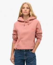 Superdry Essential Logo Hoodie Ash Rose – bluza z wyszywanym logo. Czerwone bluzy z kapturem Superdry, bez wzorów, z bawełny, z kapturem. Za 393.05 zł.