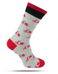 Tematyczne Skarpetki Bawełniane - Skutery na Popielatym Tle. Szare skarpety His Story, bez wzorów, z bawełny. Za 34.99 zł.