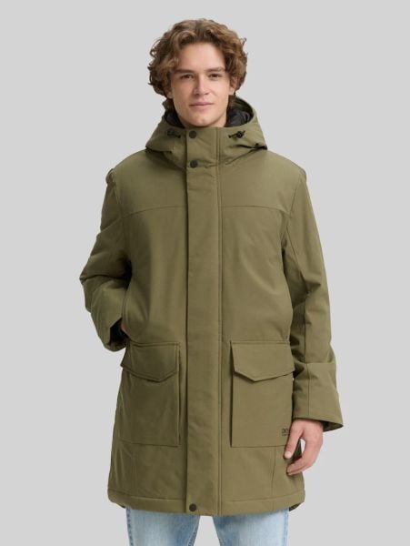 Męska Kurtka Tom Tailor Tech Hooded Parka Jungle Soil Green 1046899 11848. Zielone kurtki Tom Tailor, na zimę, m, bez wzorów, bez kaptura. Za 279.99 zł.