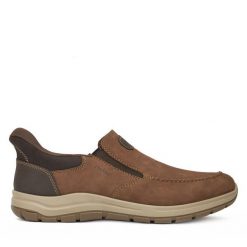 Półbuty Rieker. Brązowe eleganckie półbuty Rieker, bez wzorów, bez obcasa, bez zapięcia. Za 419.99 zł.
