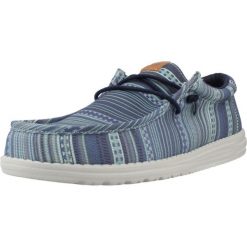 Buty HEY DUDE WALLY SURF SHAWL Niebieski. Niebieskie buty turystyczne Hey dude, bez wzorów, z tkaniny, bez zapięcia, na fitness i siłownię. Za 248.99 zł.