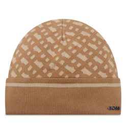 Czapka BOSS. Brązowe czapki zimowe Boss, bez wzorów. Za 249.99 zł.