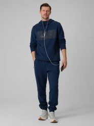4F Spodnie dresowe joggery męskie - granatowe XXL. Niebieskie joggery i bojówki 4F, m, bez wzorów, z bawełny. Za 179.99 zł.