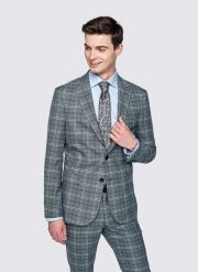 PAKO LORENTE – Szara marynarka garniturowa w kratę. Szare garnitury Pako Lorente, bez wzorów, z elastanu. Za 399.99 zł.