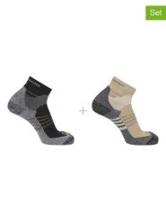 SALOMON Skarpety trekkingowe (2 pary) "X Ultra Access Quarter" w kolorze beżowo-czarnym rozmiar: 36-38. Brązowe skarpety Salomon, bez wzorów, z wełny. Za 47.82 zł.