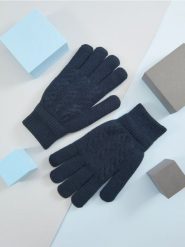 Rękawiczki - granatowy. Niebieskie rękawiczki Sinsay, bez wzorów, z dzianiny. Za 25.99 zł.