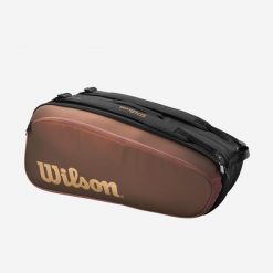 Torba tenisowa Wilson Super Tour Pro Staff na 9 rakiet. Brązowe torby na ramię Wilson, bez wzorów, z materiału, bez dodatków. Za 529.99 zł.