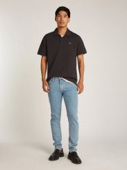 CALVIN KLEIN JEANS Koszulka polo w kolorze czarnym rozmiar: L. Czarne koszulki polo Calvin Klein Jeans, l, bez wzorów, z bawełny, bez kołnierzyka, bez ramiączek. Za 203.45 zł.