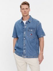 Tommy Jeans Koszula jeansowa DM0DM18957 Niebieski Regular Fit. Niebieskie koszule Tommy Jeans, m, bez wzorów, z bawełny, bez kołnierzyka, bez ramiączek. Za 239.99 zł.