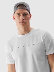 4F T-shirt regular z bawełny organicznej z nadrukiem męski - biały XXL. Białe t-shirty 4F, m, bez wzorów, z bawełny, bez kołnierzyka, bez ramiączek. W wyprzedaży za 39.99 zł.