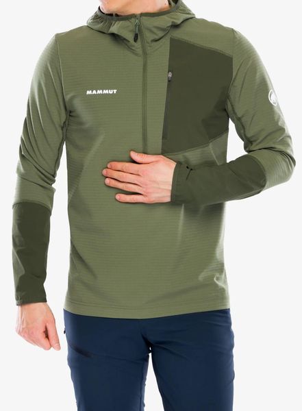 Bluza z kapturem męska Mammut Madris Light ML Half Zip Hoody. Zielone bluzy z kapturem Mammut, m, bez wzorów, z elastanu, z kapturem. Za 493.60 zł.