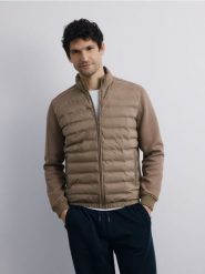 Kurtka bomberka ze stójką - beżowy. Brązowe kurtki Reserved, l, bez wzorów, z bawełny, bez kaptura. Za 159.99 zł.