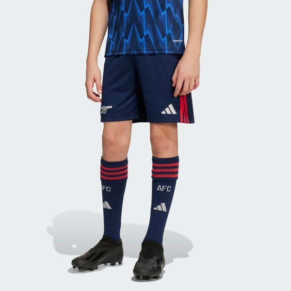 Szorty Arsenal 25/26 Away. Niebieskie krótkie spodenki sportowe Adidas, bez wzorów. Za 179.00 zł.