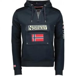 Bluza sportowa męska Geographical Norway WW2489HGNNAVY. Niebieskie bluzy z kapturem Geographical Norway, m, bez wzorów, z bawełny, z kapturem. Za 207.94 zł.
