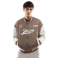 Męska bejsbolowa kurtka bomberka Lifestyle Siroko IBZ Hoop Brown. Brązowe kurtki SIROKO, l, bez wzorów, prążkowane, bez kaptura. Za 465.00 zł.