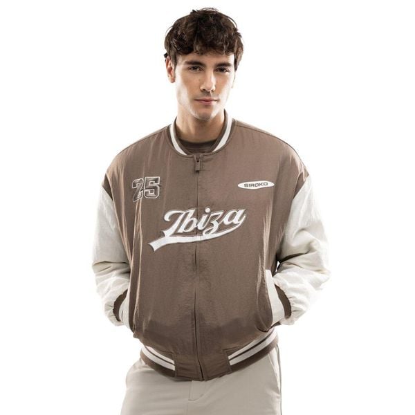 Męska bejsbolowa kurtka bomberka Lifestyle Siroko IBZ Hoop Brown. Brązowe kurtki SIROKO, m, bez wzorów, z materiału, bez kaptura. Za 466.00 zł.