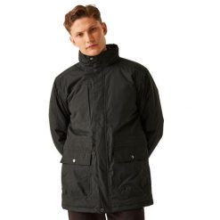 Kurtka Parka Przeciwdeszczowa Męska Darby III. Czarne kurtki Regatta, na zimę, m, bez wzorów, z materiału, z kapturem. Za 571.99 zł.