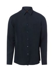BOSS Orange koszula lniana - Relegant Mężczyźni Regular Fit len niebieski, L. Niebieskie koszule BOSS Orange, l, bez wzorów, ze lnu, bez kołnierzyka, bez ramiączek. Za 379.95 zł.