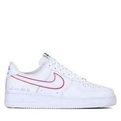 Buty do chodzenia męskie Nike Air Force 1 Low Just Do It. Białe buty sportowe casual Nike, bez wzorów, z materiału, bez zapięcia, nike air force. Za 924.00 zł.
