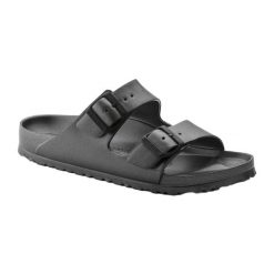 Sandały Męskie Arizona. Czarne sandały Birkenstock, z materiału, z okrągłym noskiem, bez zapięcia. Za 340.99 zł.