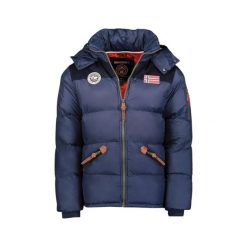 Kurtka puchowa z kapturem Geographical Norway Celian. Niebieskie kurtki przeciwdeszczowe Geographical Norway, m, bez wzorów, z puchu, z kapturem. W wyprzedaży za 618.50 zł.