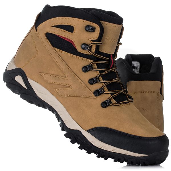 Buty męskie wysokie Hi-Tec MEDIN. Brązowe buty trekkingowe Hi-tec, bez wzorów, z materiału, bez zapięcia. Za 190.00 zł.