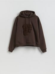 Bawełniana bluza z kapturem - brązowy. Brązowe bluzy z kapturem Reserved, l, bez wzorów, z bawełny, z kapturem. Za 159.99 zł.