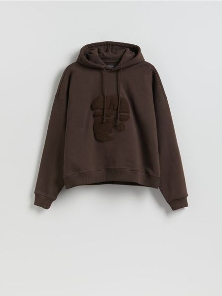 Bawełniana bluza z kapturem - brązowy. Brązowe bluzy z kapturem Reserved, l, bez wzorów, z bawełny, z kapturem. Za 159.99 zł.