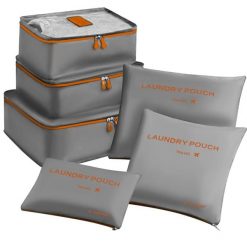 Organizer Podróżny do Walizki Torby Etui Zestaw Torba x 6 na Ubrania Buty. Szare walizki TRIZAND, bez wzorów, z materiału. Za 43.90 zł.