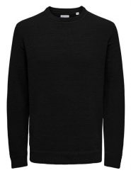 ONLY & SONS Sweter w kolorze czarnym rozmiar: M. Czarne swetry nierozpinane Only & Sons, m, bez wzorów, z bawełny, bez kołnierzyka, bez ramiączek. Za 92.86 zł.