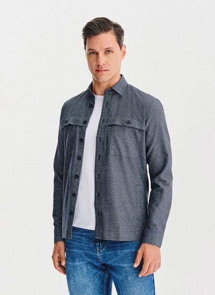 PAKO LORENTE - Granatowa koszula overshirt. Koszule Pako Lorente, xxl, bez wzorów, z bawełny, bez kołnierzyka, bez ramiączek. Za 139.99 zł.