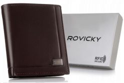 Portfel skórzany Rovicky PC-028-BAR brązowy. Brązowe portfele bez wzorów, ze skóry. Za 33.00 zł.