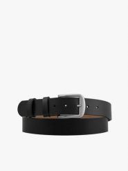 Czarny pasek męski ze skóry licowej. Czarne paski Ryłko, bez wzorów, ze skóry, eleganckie. Za 129.99 zł.
