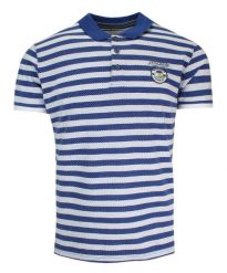 Koszulka POLO Niebiesko-Biała w Paski, Casualowa, Męska, Krótki Rękaw. Niebieskie bluzki z długim rękawem MCL, m, bez wzorów, z bawełny, bez kołnierzyka, bez ramiączek. Za 145.00 zł.