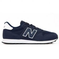 Buty do chodzenia męskie New Balance 500. Niebieskie buty sportowe casual New Balance, bez wzorów, z materiału, bez zapięcia. Za 399.00 zł.