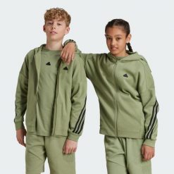 Future Icons 3-Stripes Full-Zip Hooded Track Top. Czarne bluzy Adidas, bez wzorów, z dresówki, bez kaptura. Za 249.00 zł.