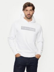 Calvin Klein Bluza Striped Logo K10K113552 Biały Regular Fit. Białe bluzy CALVIN KLEIN, m, bez wzorów, z bawełny, bez kaptura. Za 259.99 zł.