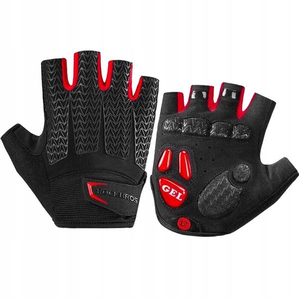 Rękawiczki rowerowe Rockbros z wkładką żelową rozmiar M. Czarne rękawiczki ROCKBROS, bez wzorów. Za 78.50 zł.