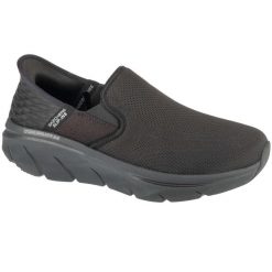 Buty sportowe Sneakersy męskie, Slip-ins: D'Lux Walker 2.0 - Reeler. Czarne buty sportowe casual Skechers, bez wzorów, bez zapięcia. Za 349.99 zł.