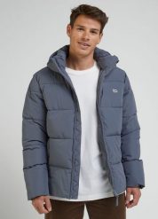 LEE PUFFER JACKET MĘSKA KURTKA ZIMOWA CIEPŁA NA ZIMĘ TAINT GREY 112341647 L87N015536. Szare kurtki Lee, na zimę, l, bez wzorów, bez kaptura. Za 399.99 zł.