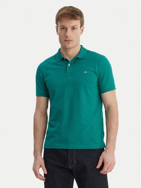 Gant Polo Shield 2220 Zielony. Zielone koszulki polo GANT, m, bez wzorów, z bawełny, bez kołnierzyka, bez ramiączek. Za 379.99 zł.