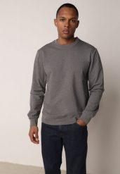 Ciemnoszara Bluza o Klasycznym Kroju z Bawełną Merinne. Szare bluzy Born2be, l, bez wzorów, z bawełny, bez kaptura. Za 89.99 zł.