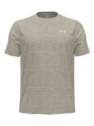 Under Armour Koszulka sportowa "Tech Textured" w kolorze beżowym rozmiar: L. Brązowe t-shirty sportowe Under Armour, bez wzorów, z materiału, bez ramiączek, outdoorowe. Za 101.70 zł.