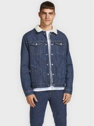 Jack&Jones Kurtka jeansowa Jean 12181157 Granatowy Regular Fit. Niebieskie kurtki Jack&Jones, l, bez wzorów, z jeansu, bez kaptura. Za 189.99 zł.
