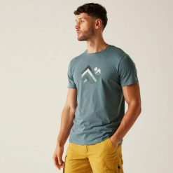 Koszulka turystyczna męska Breezed V. Szare t-shirty sportowe Regatta, bez wzorów, z bawełny, bez ramiączek, trekkingowe. W wyprzedaży za 69.99 zł.