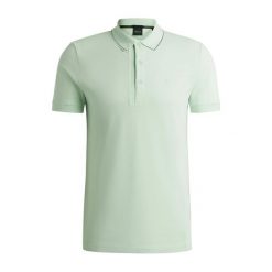Koszulka Polo męska BOSS Paule 4 Open Green slim fit zielona (50506195-388). Zielone koszulki polo Boss, m, bez wzorów, bez kołnierzyka, bez ramiączek. Za 319.00 zł.