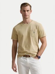 Polo Ralph Lauren T-Shirt 710964511003 Beżowy Regular Fit. Brązowe koszulki polo Polo Ralph Lauren, m, bez wzorów, z bawełny, bez kołnierzyka, bez ramiączek. Za 269.99 zł.