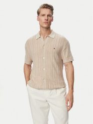 Tommy Hilfiger Koszula Pointelle MW0MW43249 Beżowy Regular Fit. Brązowe koszule Tommy Hilfiger, m, bez wzorów, z bawełny, bez kołnierzyka, bez ramiączek. Za 649.99 zł.